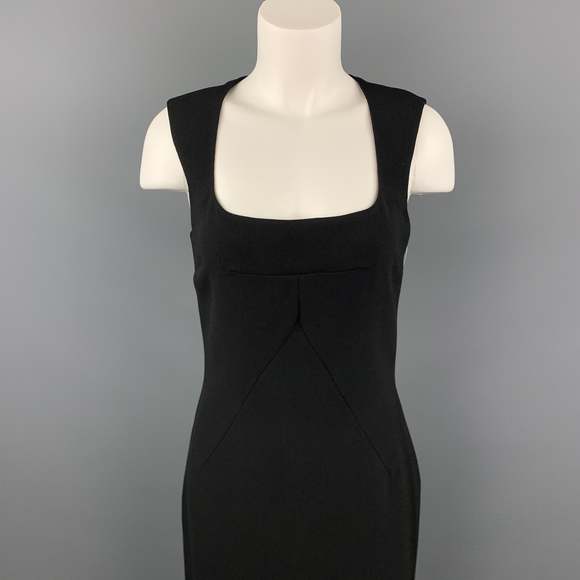 DOLCE & GABBANA Size 8 Black Wool Blend Scoop Neck A-Line Dress - Picture 2 of 5